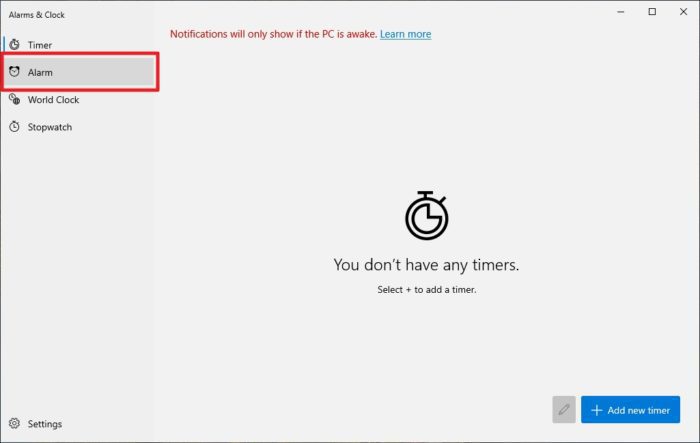 alarm - Cómo usar alarmas en Windows 10 y asegurarse de que suene 7