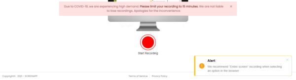 límite de grabación de pantalla